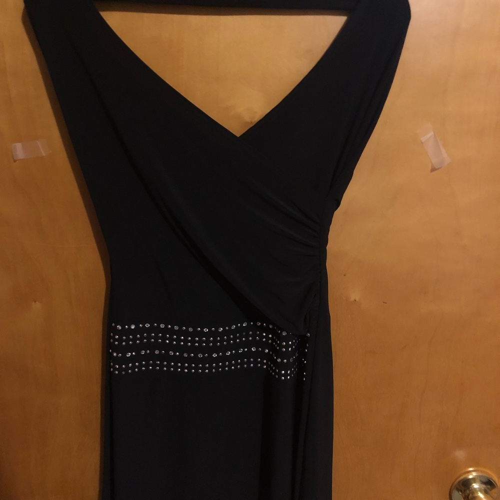 Blk halter embellished dress